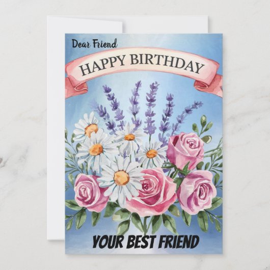 Elegante Bloemen Boeket Verjaardag Uitnodiging (Voorkant)