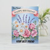 Elegante Bloemen Boeket Verjaardag Uitnodiging (Staand voorkant)