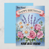 Elegante Bloemen Boeket Verjaardag Uitnodiging (Voorkant / Achterkant)