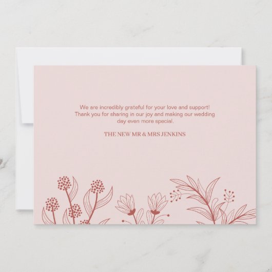 Elegante Bloemen Boho bruiloft Bedankkaart (Achterkant)