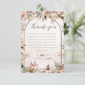Elegante Bloemen Boho bruiloft Bedankkaart (Staand voorkant)