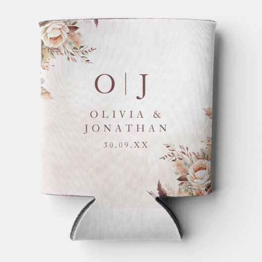 Elegante Bloemen Boho bruiloft Blikjeskoeler (Voorkant)