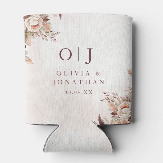 Elegante Bloemen Boho bruiloft Blikjeskoeler (Achterkant)