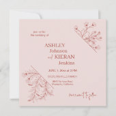 Elegante Bloemen Boho bruiloft Kaart (Voorkant)