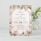 Elegante Bloemen Boho bruiloft Kaart (Staand voorkant)