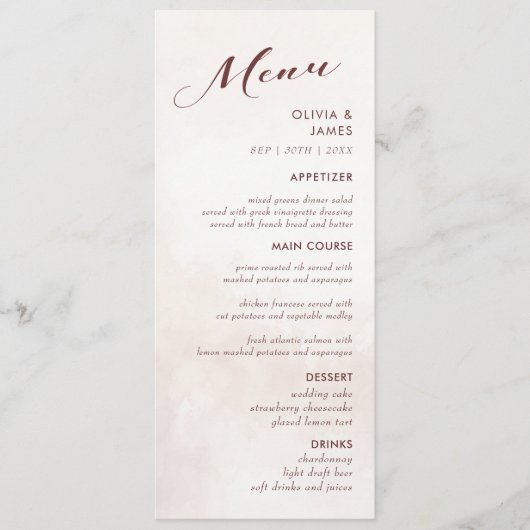 Elegante Bloemen Boho bruiloft Menu (Voorkant)