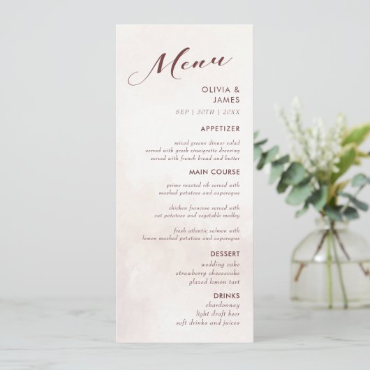 Elegante Bloemen Boho bruiloft Menu (Staand voorkant)