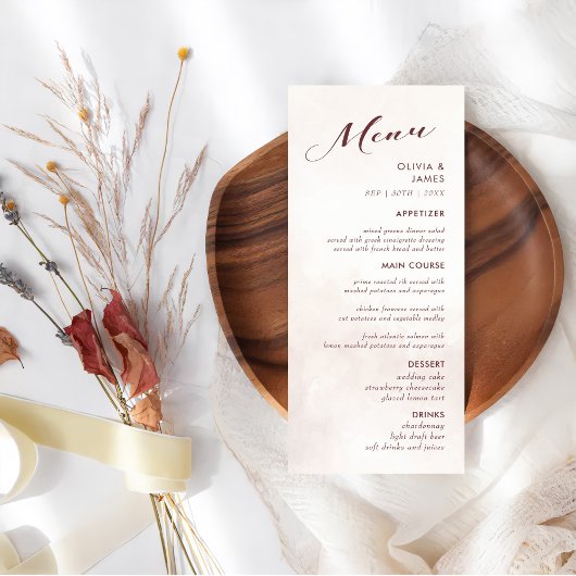 Elegante Bloemen Boho bruiloft Menu