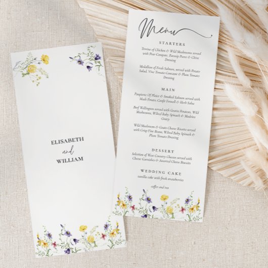 Elegante Bloemen Boho bruiloft Menu