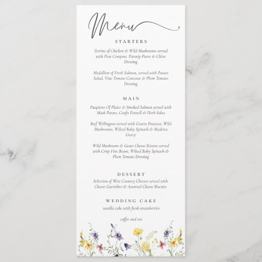 Elegante Bloemen Boho bruiloft Menu (Voorkant)