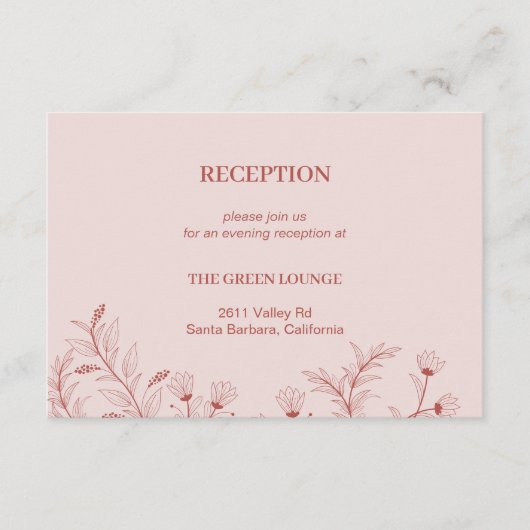 Elegante Bloemen Boho bruiloft receptie Informatiekaartje (Voorkant)