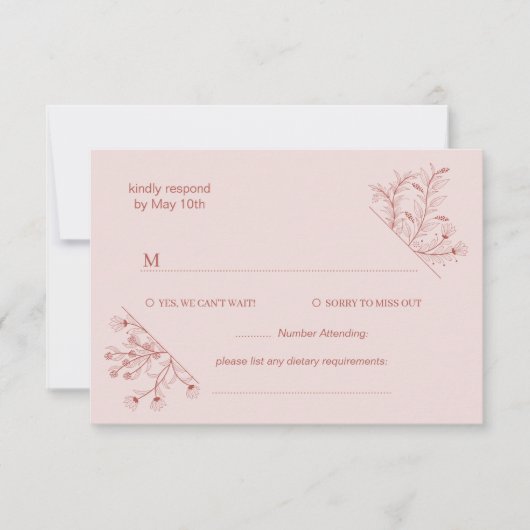 Elegante Bloemen Boho bruiloft RSVP Kaartje (Voorkant)