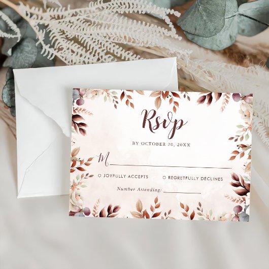 Elegante Bloemen Boho bruiloft RSVP Kaartje
