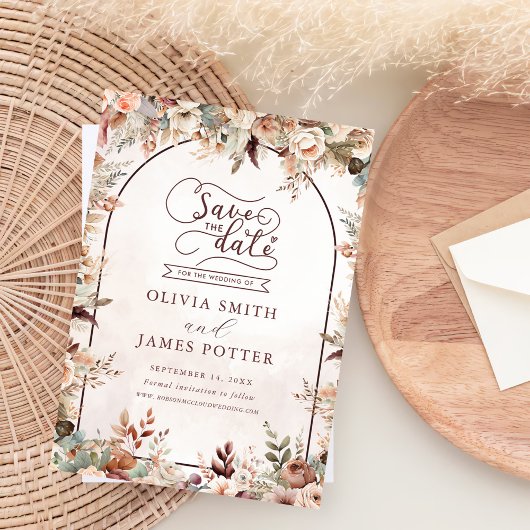 Elegante Bloemen Boho bruiloft Save The Date