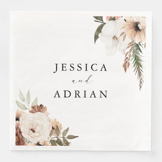 Elegante Bloemen Boho bruiloft Servet (Voorkant)