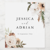 Elegante Bloemen Boho bruiloft Wijn Etiket (Enkel label)