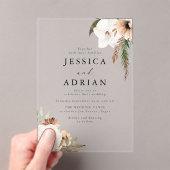 Elegante Bloemen Boho Huwelijk Clear Acryl Uitnodigingen (Insitu (Draagbaar))