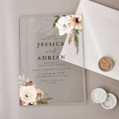 Elegante Bloemen Boho Huwelijk Clear Acryl Uitnodigingen
