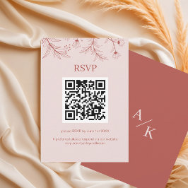 Elegante Bloemen Boho Huwelijk QR-code RSVP Kaartje