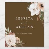 Elegante Bloemen Boho Huwelijk Wijn Fles Label Etiket (Enkel label)