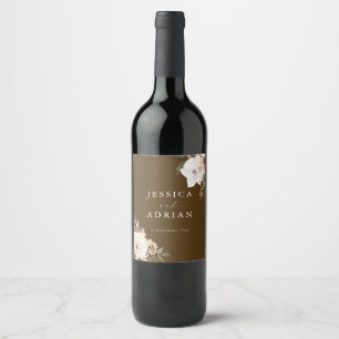 Elegante Bloemen Boho Huwelijk Wijn Fles Label Etiket