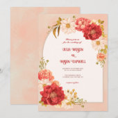 Elegante Bloemen Boho Huwelijksuitnodiging Kaart (Voorkant / Achterkant)