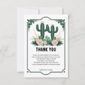 Elegante Bloemen Boho Modern Cactus Baby shower Bedankkaart (Voorkant)