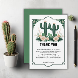 Elegante Bloemen Boho Modern Cactus Baby shower Bedankkaart