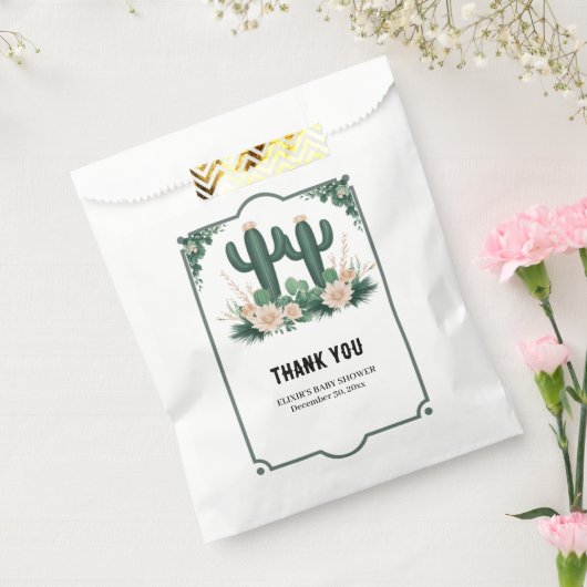 Elegante Bloemen Boho Modern Cactus Baby shower Bedankzakje (Gezegeld)