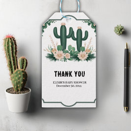 Elegante Bloemen Boho Modern Cactus Baby shower Cadeaulabel