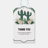 Elegante Bloemen Boho Modern Cactus Baby shower Cadeaulabel (Voorkant)