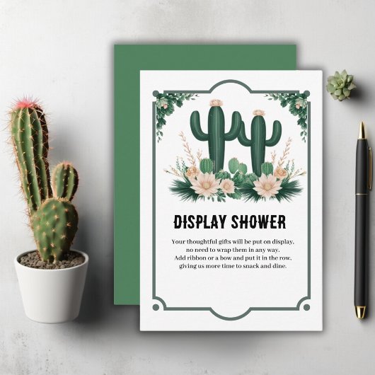 Elegante Bloemen Boho Modern Cactus Baby shower Informatiekaartje