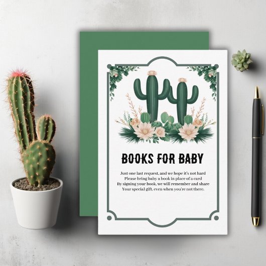 Elegante Bloemen Boho Modern Cactus Baby shower Informatiekaartje