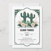 Elegante Bloemen Boho Modern Cactus Baby shower Kaart (Voorkant)