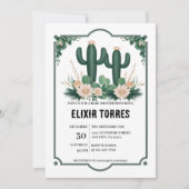 Elegante Bloemen Boho Modern Cactus Baby shower Kaart (Voorkant)