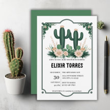 Elegante Bloemen Boho Modern Cactus Baby shower