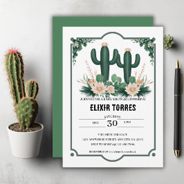 Elegante Bloemen Boho Modern Cactus Baby shower Kaart