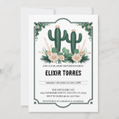 Elegante Bloemen Boho Modern Cactus Baby shower Kaart (Voorkant)