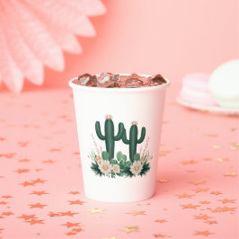 Elegante Bloemen Boho Modern Cactus Baby shower Papieren Bekers
