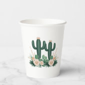Elegante Bloemen Boho Modern Cactus Baby shower Papieren Bekers (Achterkant)