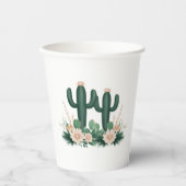 Elegante Bloemen Boho Modern Cactus Baby shower Papieren Bekers (Voorkant)