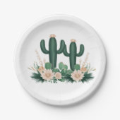 Elegante Bloemen Boho Modern Cactus Baby shower Papieren Bordje (Voorkant)