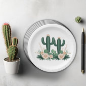 Elegante Bloemen Boho Modern Cactus Baby shower Papieren Bordje