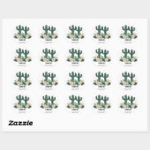 Elegante Bloemen Boho Modern Cactus Baby shower Ronde Sticker (Vel)