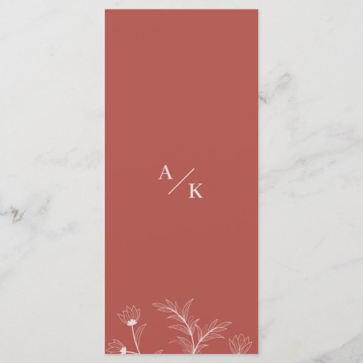 Elegante Bloemen Boho Wedding Menu (Achterkant)