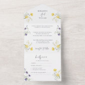 Elegante Bloemen Boho Wildflowers Wedding RSVP All In One Uitnodiging (Binnen)