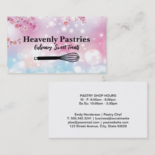 Elegante bloemen | boke | Whisk Logo Visitekaartje (Voorkant / Achterkant)