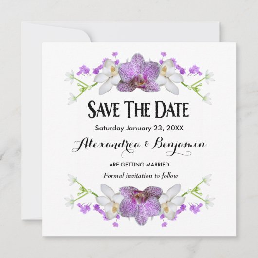 Elegante Bloemen Botanische Bloemen Waterverf Cust Save The Date (Voorkant)