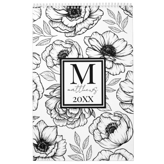 Elegante bloemen botanische geïllustreerd kalender (Hoes)