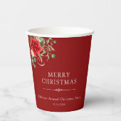 Elegante Bloemen Botanische Kerstfeest Vakantie Papieren Bekers (Voorkant)